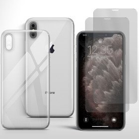 Handyhülle für iPhone Xs Max Schutz Case mit Kameraschutz 2x Panzerfolie Glas 9H