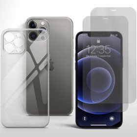 Schutzcase für iPhone 12 PRO Handy Hülle mit Kameraschutz 2x Panzerfolie Glas 9H