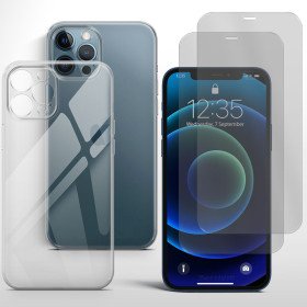 Schutzcase für iPhone 12 Pro Max Hülle mit Kameraschutz 2x Panzerfolie Glas 9H