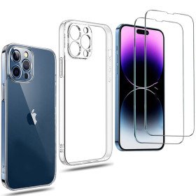 Schutzhülle für iPhone 15 14 13 12 11 Pro Max 8 7 Kamera Case 2x Panzerfolie Glas