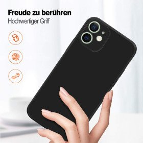 Schwarze Hülle mit Kameraschutz für iPhone 12 Mini 2x Panzerglas