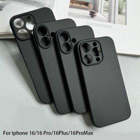 Silikon Handyhülle für iPhone 16 Pro Max & 16 Plus Luxus Schwarz Matt