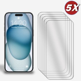 5er-Pack Display Glasfolie für iPhone 15 Plus Panzerglas 9H Hartglas Schutzglas