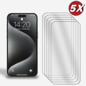 5er-Pack Display Glasfolie für iPhone 15 Pro Max Panzerglas Hartglas Schutzglas