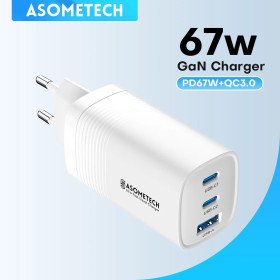 67W GaN USB Typ-C Schnellladegerät QC 3.0 & PD 3.0 für iPhone 16, 15 Pro Samsung