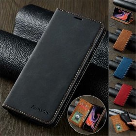 Ultra dünne Ledertasche für iPhone 16 15 14 13 12 Pro Max Wildleder Flip Cover