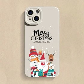 Weihnachtsmuster TPU Softcover für iPhone 16 15 14 13 12 Pro Max Matte Silikon