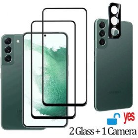 3in1 Fingerabdruck Schutzglas & Kameraschutz für Samsung S24/S25 Ultra