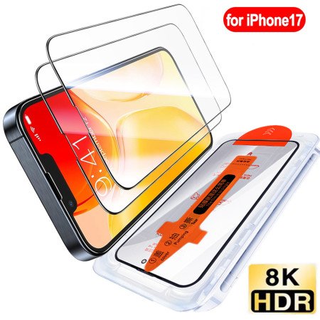 2 Stück Panzerglas mit Rahmen für iPhone 17 Pro Max & 17 Air
